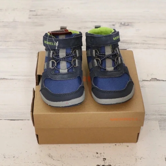 Merrell unisex child Bare Steps Ridge Hiking Boot, Navy/Green, 5 Toddler/Walker - Picture 4 of 9